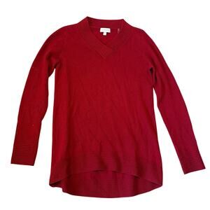 Kinross Women's 100% Cashmere Red V-Neck Sweater Size XS Extra Small